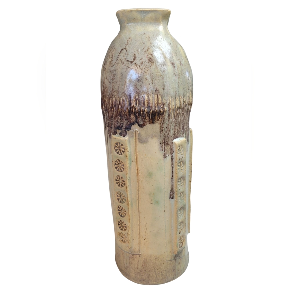 Hand Crafted Cream and Brown Ceramic Vase - Picture 9 of 16